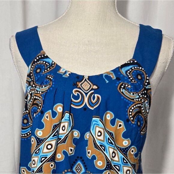 Nicole Miller Sleeveless Blue Print Blouse Sz 12 - Picture 6 of 8
